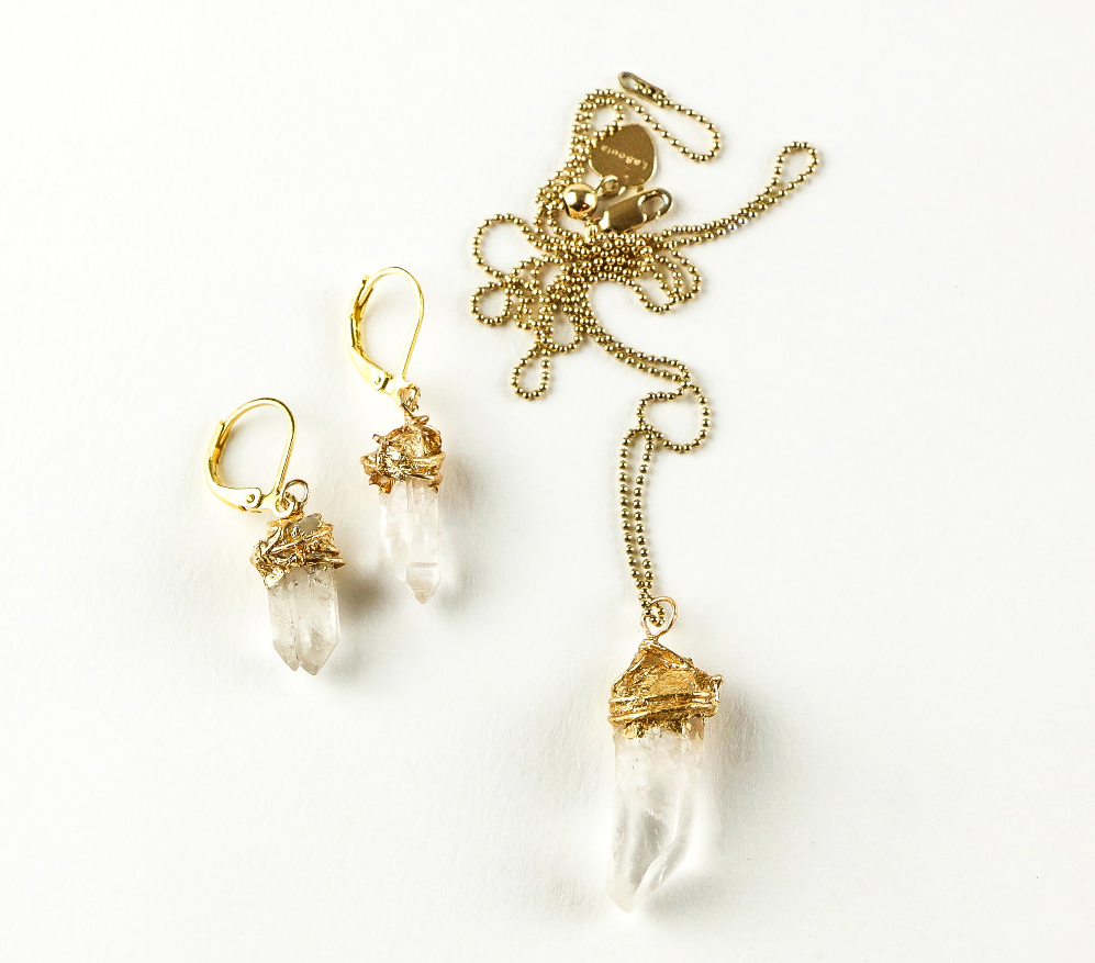 DIY Gold-Dipped Crystal Earrings & Pendant Tutorial - Jamie B Hannigan